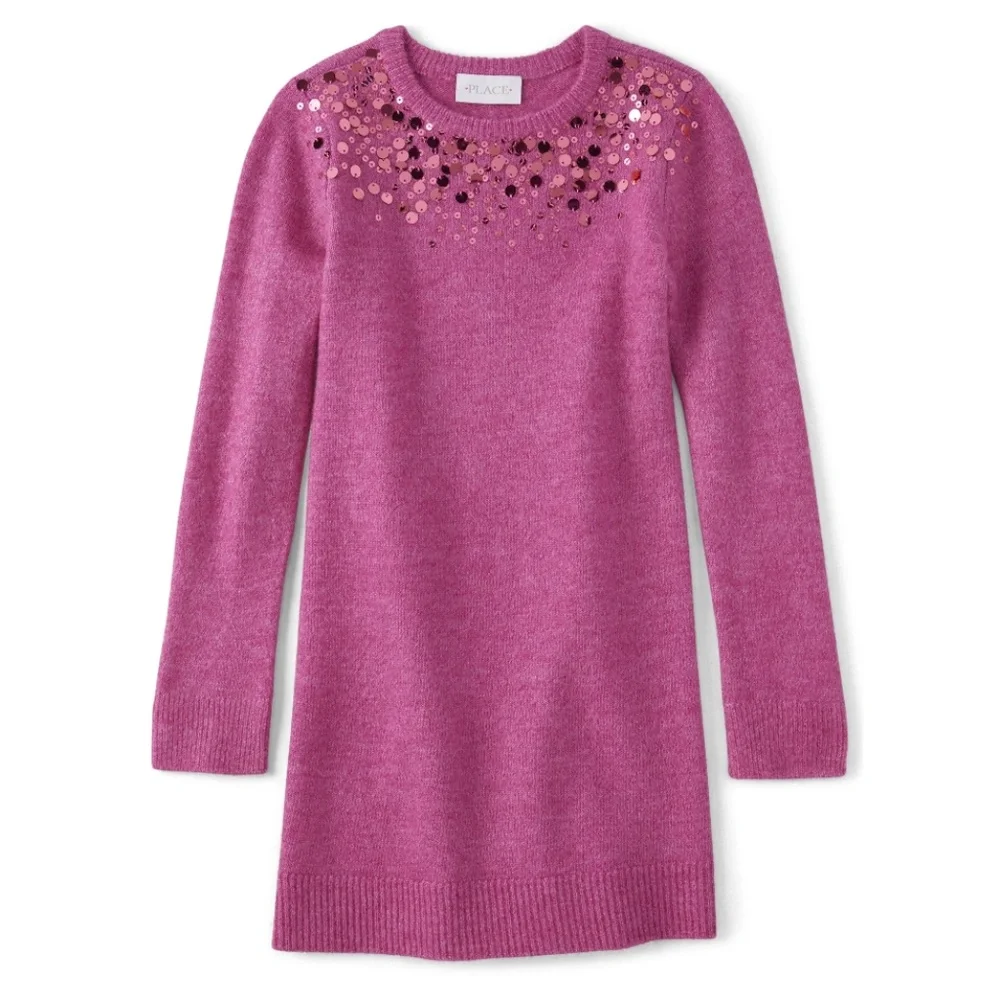 The Children’s Place Girls Pink Glow Sweater Dress Size XL (14) NEW